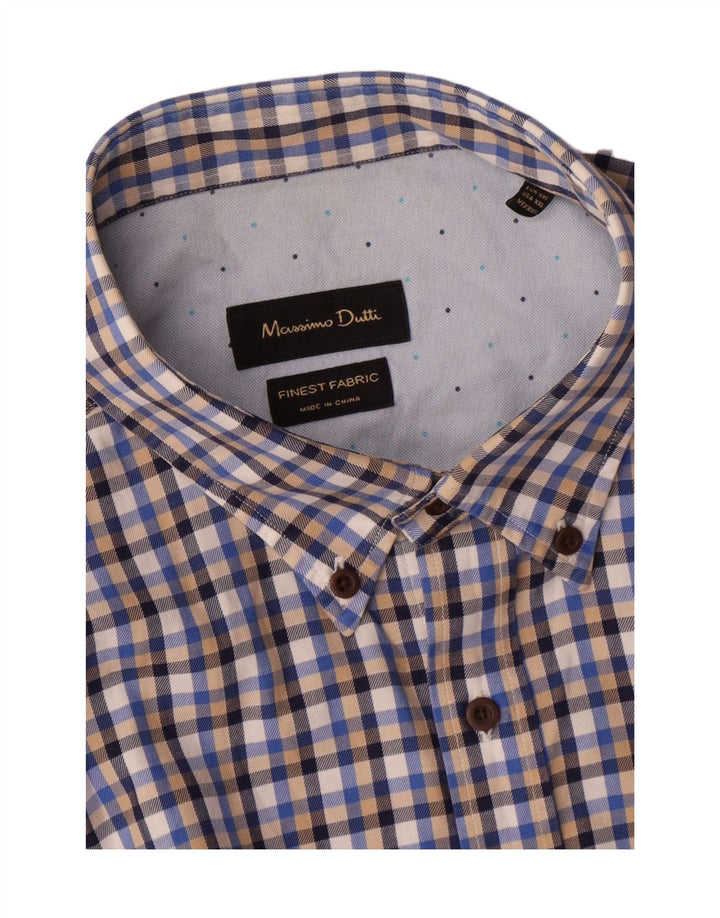 Camisa masculina Massimo Dutti 2XL xadrez azul