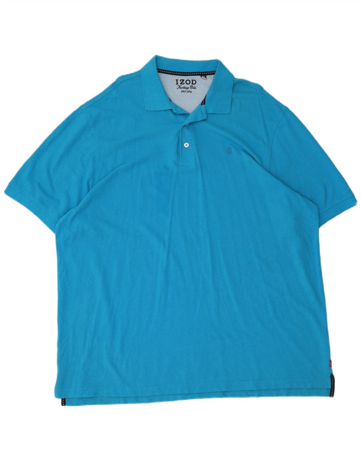 Camisa polo masculina alta Izod 2XL algodão azul