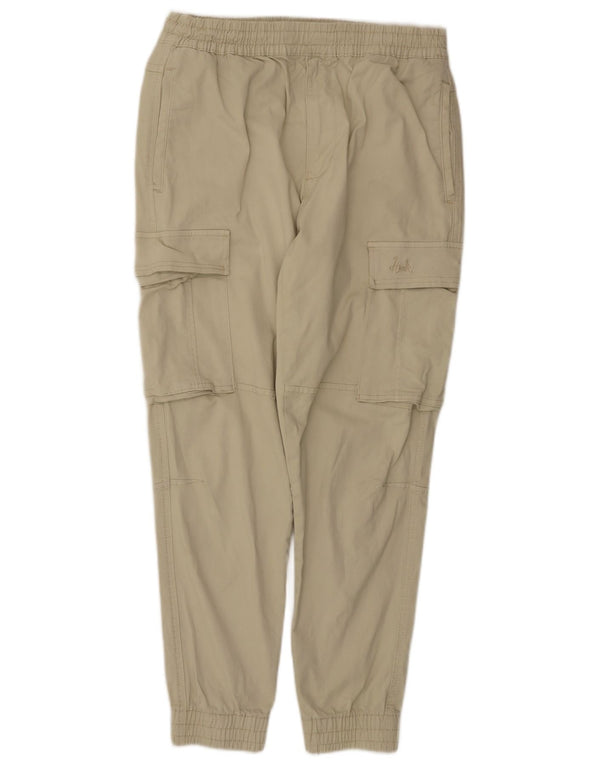 Zara Mens Joggers Cargo Calças EU 42 Grande W32 L29 Algodão Bege