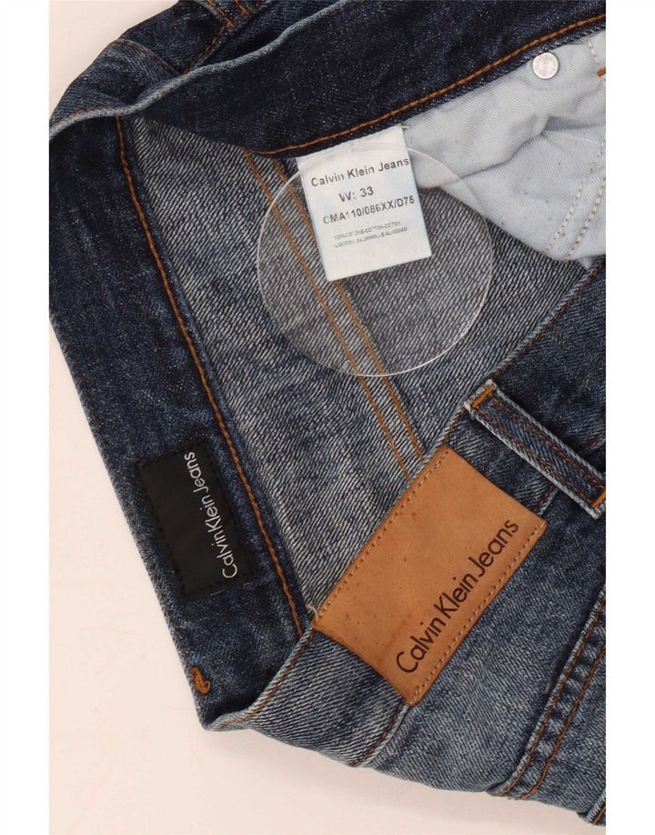 Calça jeans reta masculina Calvin Klein W33 L34 azul algodão