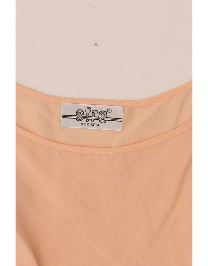 Blusa feminina vintage sem mangas UK 12 seda rosa médio