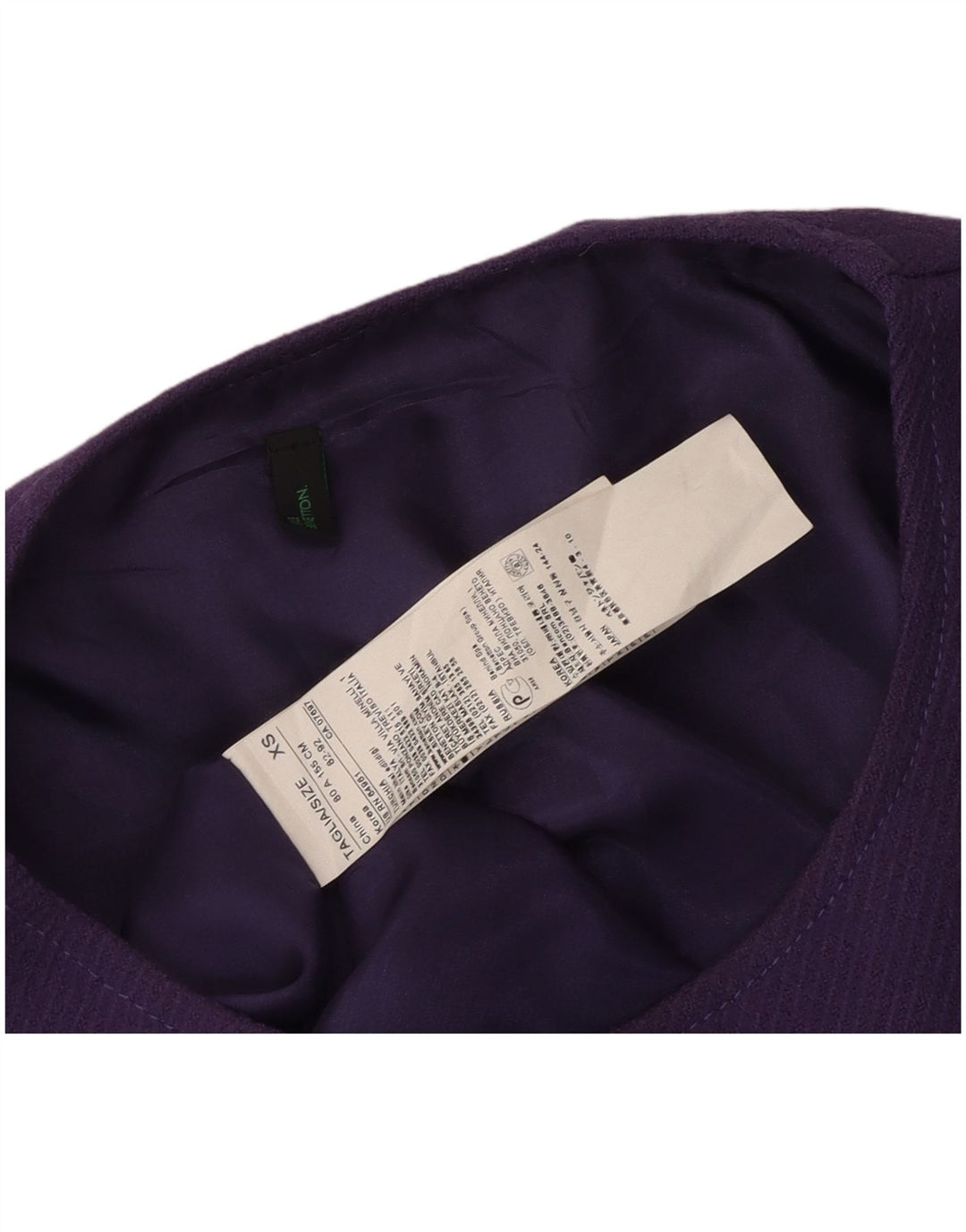 Vestido feminino sem mangas BENETTON Reino Unido 6 XS roxo lã virgem