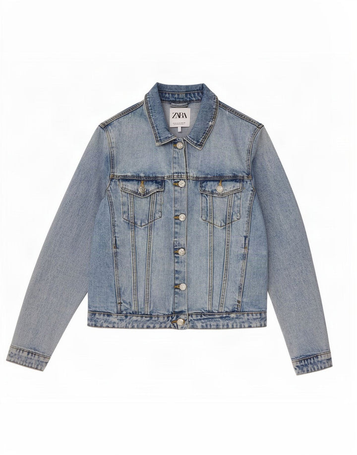 Jaqueta jeans feminina Zara Reino Unido 10 pequena azul
