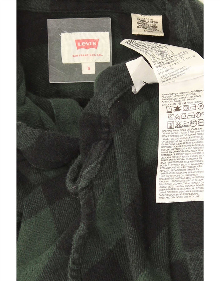 Camisa masculina de flanela Levi's pequena verde algodão guingão