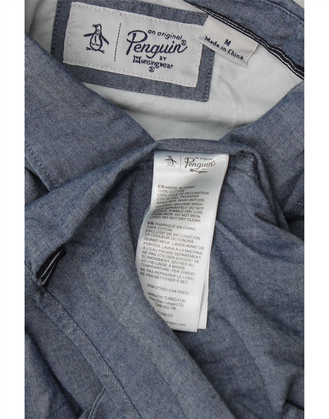 Camisa masculina Penguin algodão azul médio