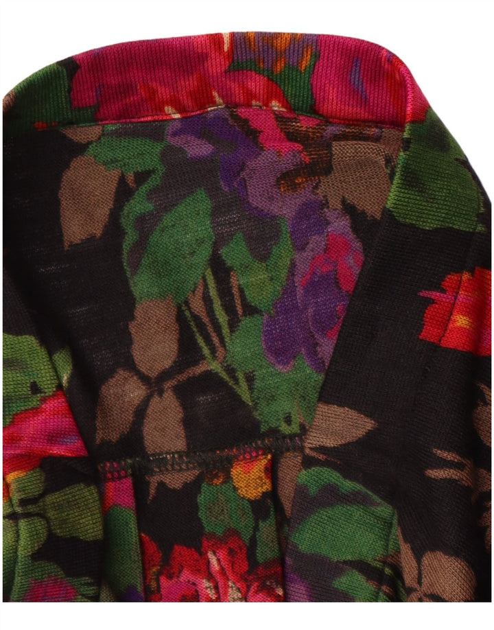 Saia plissada feminina vintage W34 grande floral multicolorido