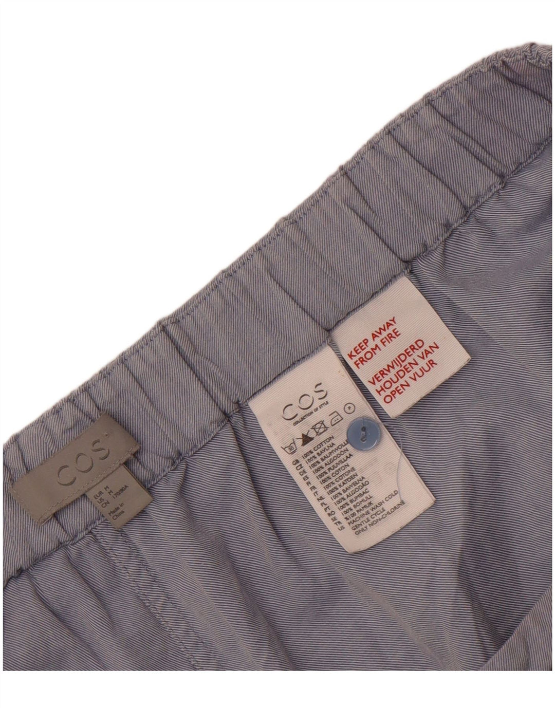 Calça feminina reta casual COS médio W30 L29 algodão azul