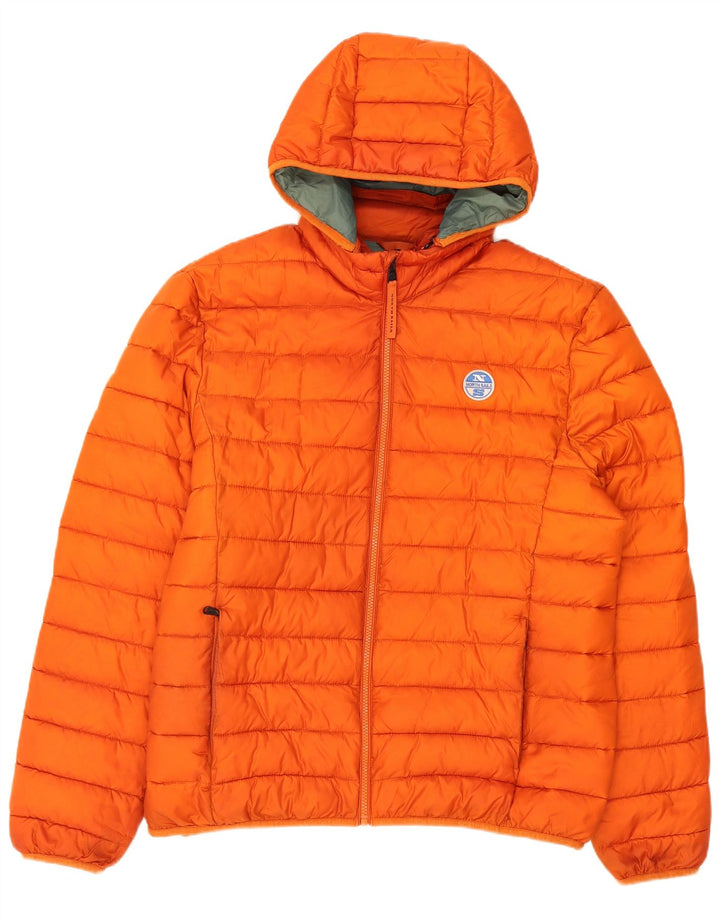 Jaqueta acolchoada com capuz masculina North Sails UK 40 poliéster laranja grande