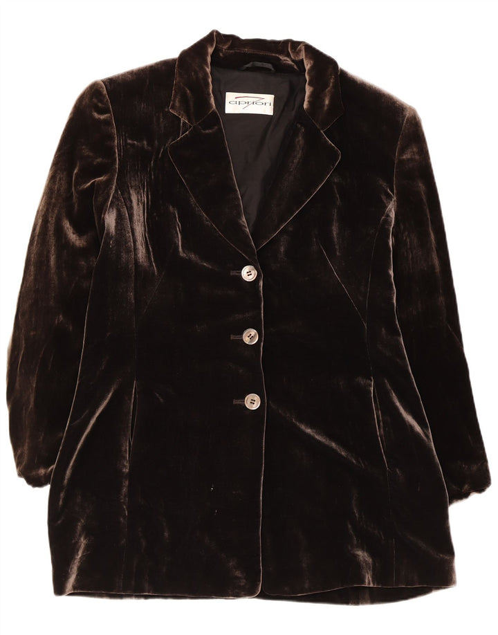 Jaqueta blazer feminina APRIORI com 3 botões Reino Unido 14 grande seda marrom