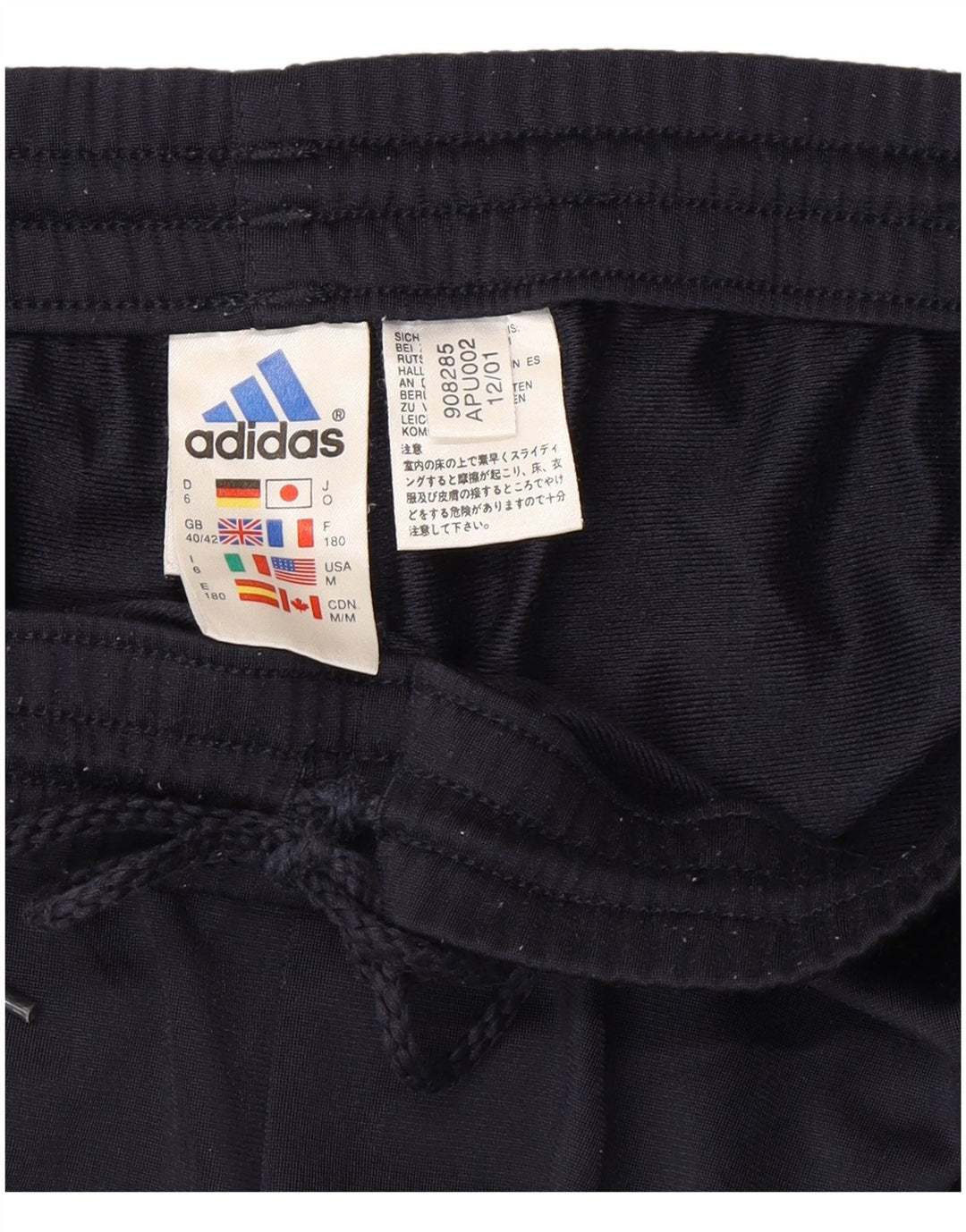 Calças de treino masculinas Adidas UK 40/42 poliéster azul marinho médio