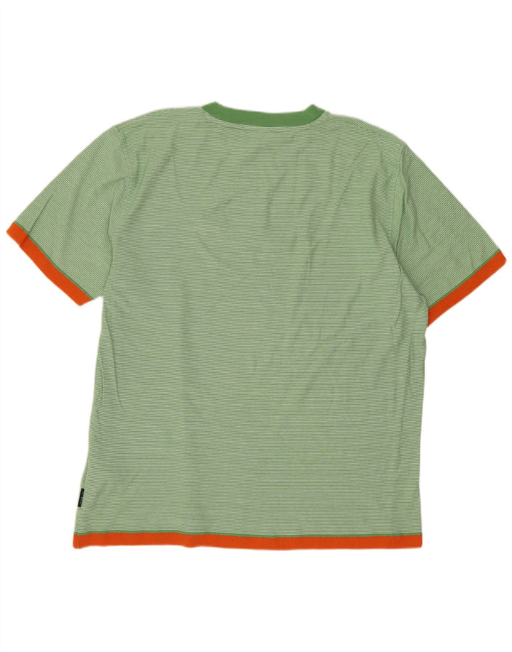 Camiseta masculina Ted Baker tamanho superior 4 grande algodão listrado verde