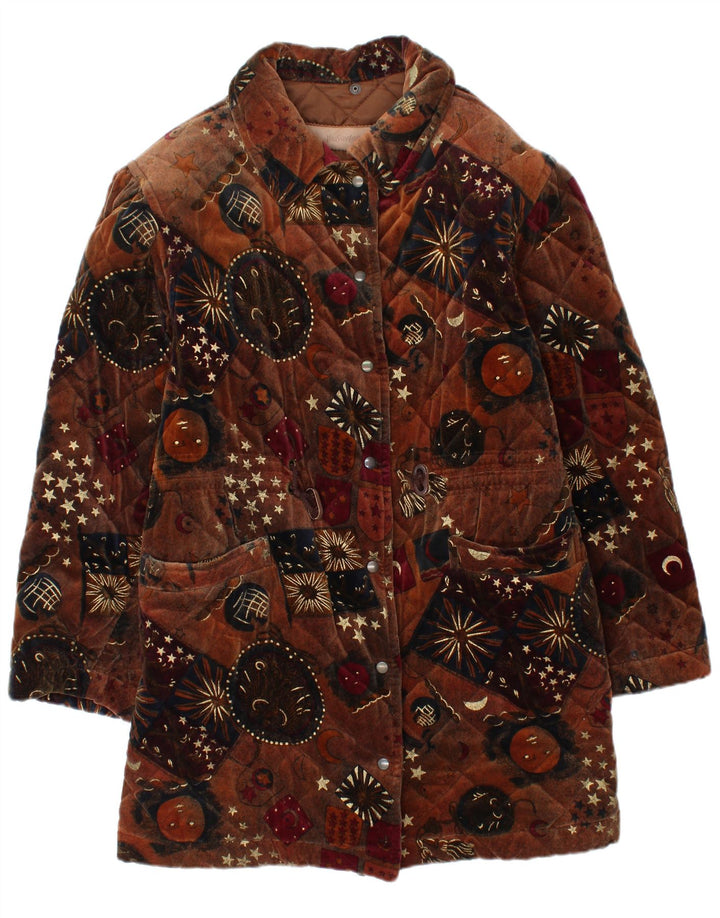 Yves Saint Laurent Casaco corta-vento feminino com padrão abstrato Reino Unido 16 Grande Bro