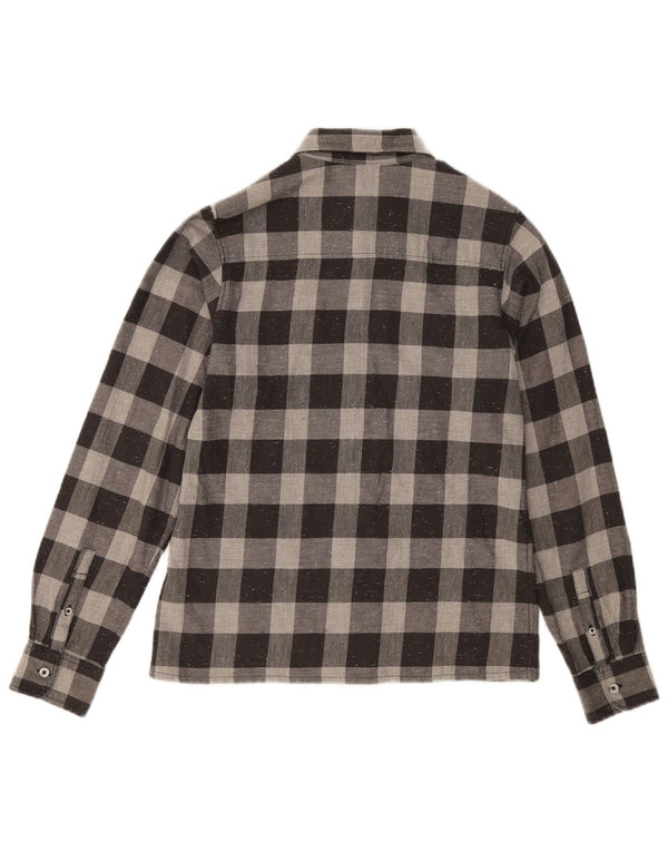 Camisa Timberland Meninos Flanela 13-14 Anos Pequeno Algodão Gingham Cinza
