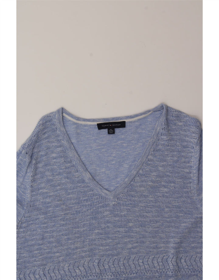 TOMMY HILFIGER Womens V-Neck Jumper Sweater UK 18 XL Blue Vintage Tommy Hilfiger and Second-Hand Tommy Hilfiger from Messina Hembry 