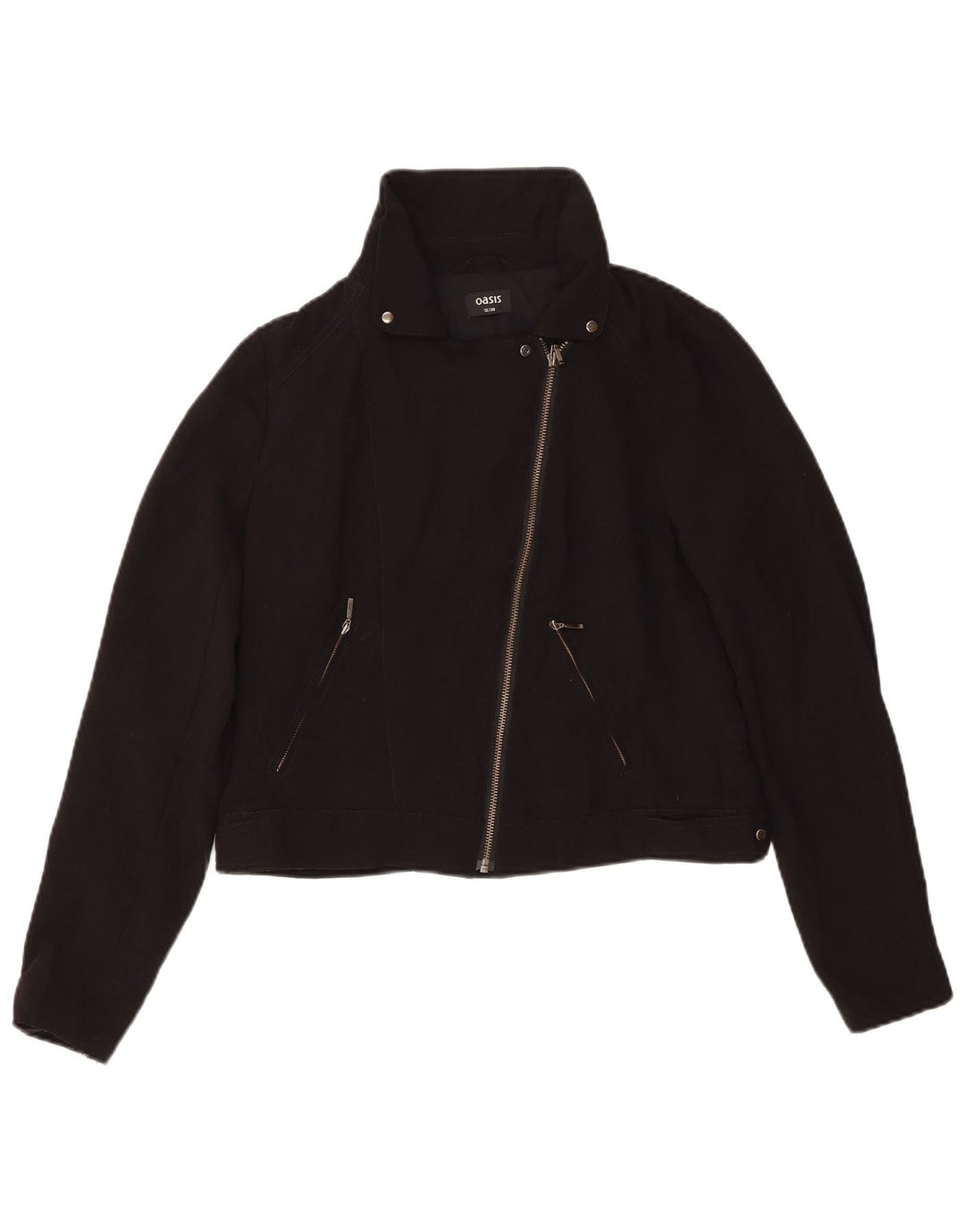 Jaqueta feminina Oasis Crop Biker UK 12 poliéster preto médio
