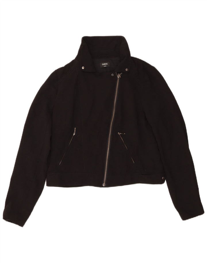 Jaqueta feminina Oasis Crop Biker UK 12 poliéster preto médio