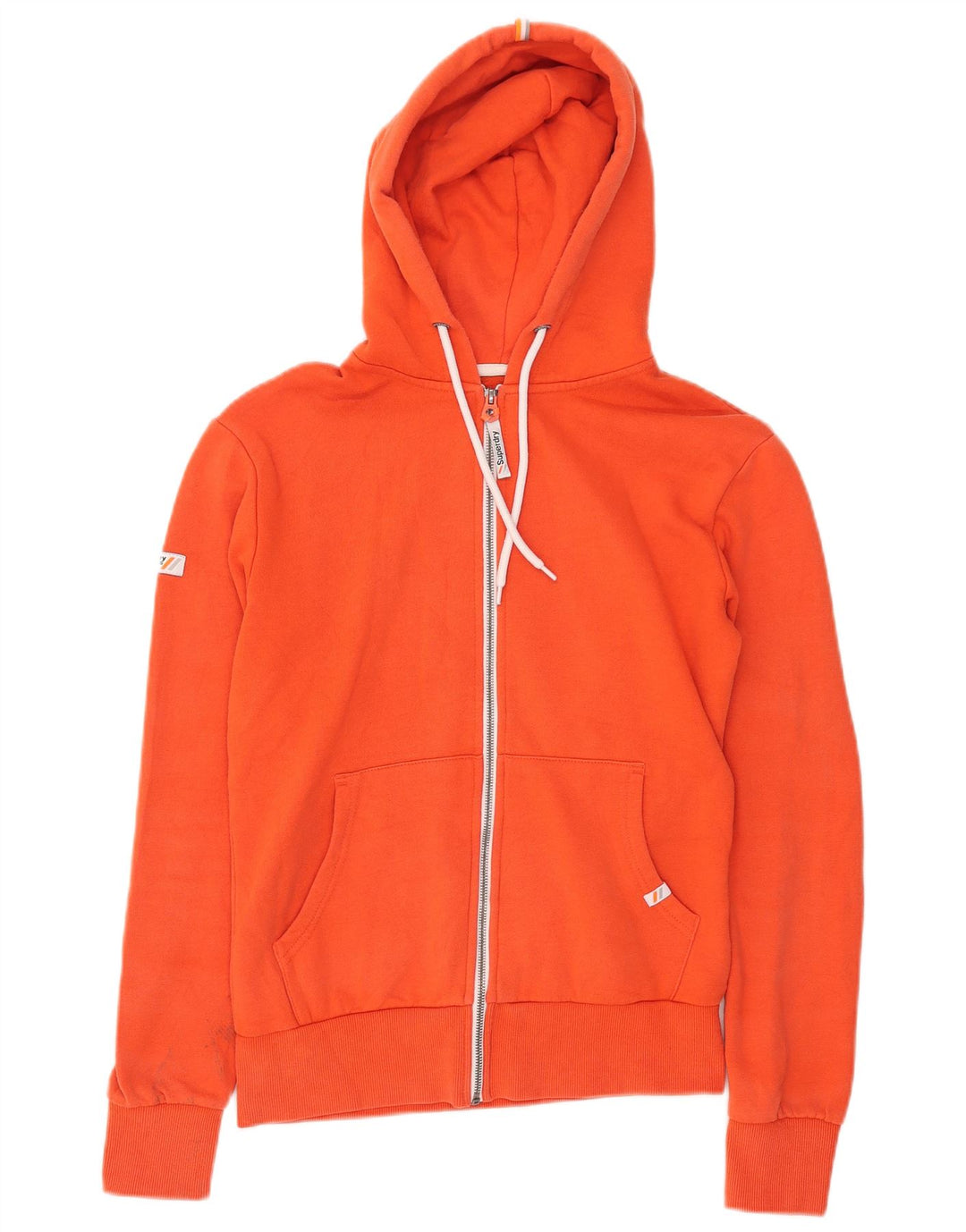 Suéter masculino Superdry com capuz e zíper pequeno algodão laranja