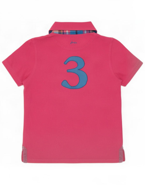 Joules Womens Graphic Rugby Polo Shirt UK 10 Small Pink Cotton