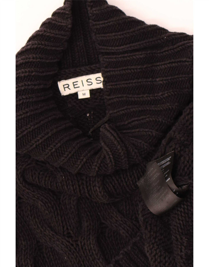 Suéter masculino Reiss com ajuste solto e gola redonda, algodão preto médio