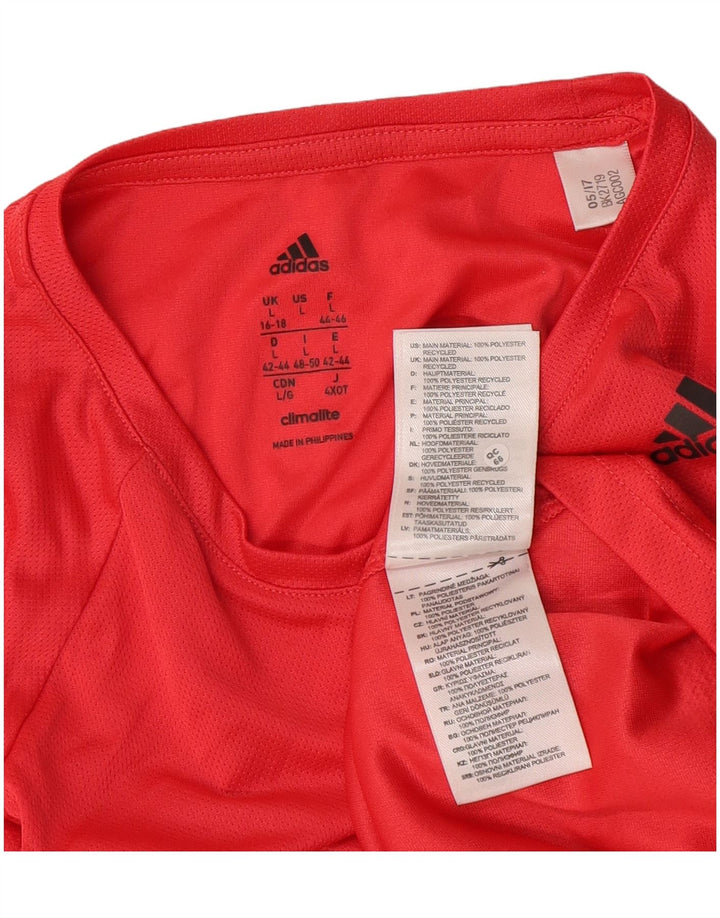 Adidas Feminino Climalite Top Manga Longa Reino Unido 16/18 Grande Poliéster Vermelho