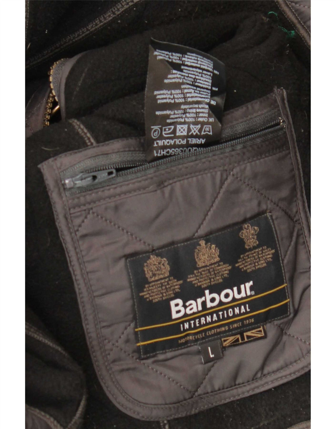 Jaqueta acolchoada masculina Barbour UK 40 grande poliamida cinza
