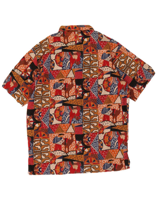 Camisa masculina Ouragan com estampa abstrata de manga curta IT 50 média multicolorida