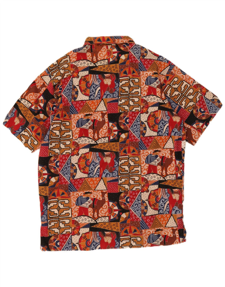 Camisa masculina Ouragan com estampa abstrata de manga curta IT 50 média multicolorida