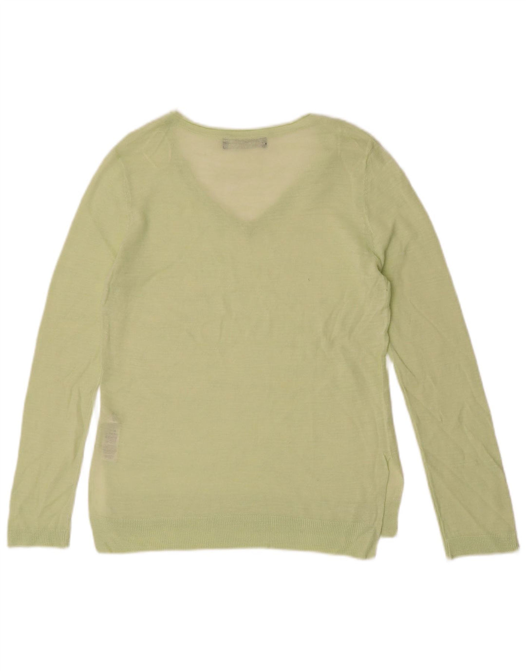 Suéter feminino Marks & Spencer transparente com decote em V Reino Unido 8 pequeno verde