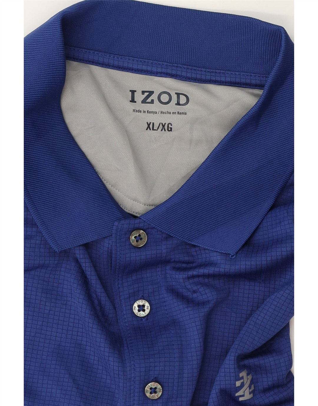 Camisa polo masculina Izod XL azul poliéster guingão