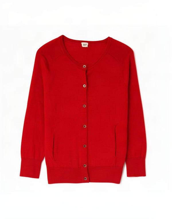Suéter cardigã feminino manga 3/4 Gap Reino Unido 10 pequeno vermelho