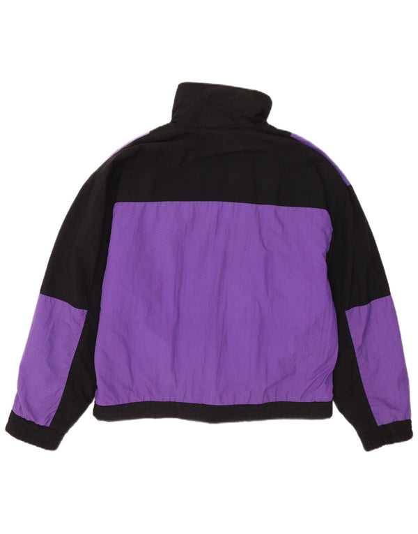 Jaqueta vintage masculina Anorak UK 40 grande bloco colorido roxo