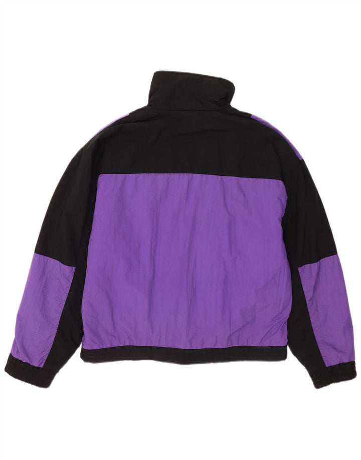 Jaqueta vintage masculina Anorak UK 40 grande bloco colorido roxo