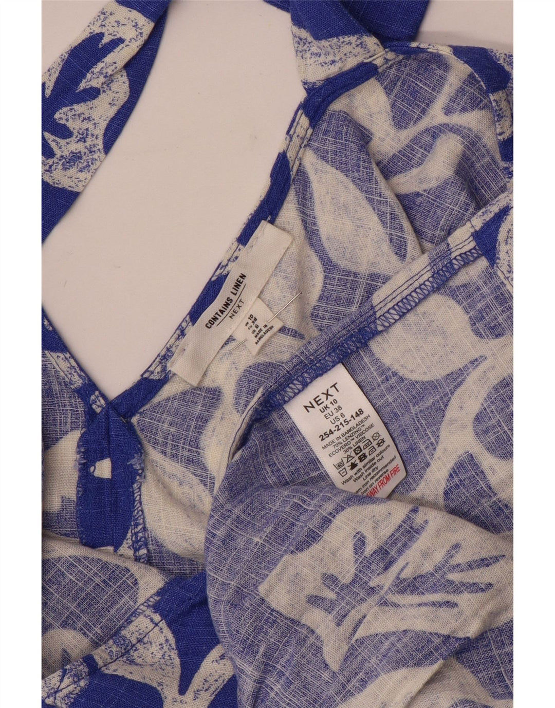 Próximo Vestido feminino evasê UK 10 pequeno azul floral viscose