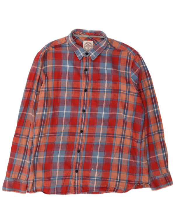 Camisa masculina de flanela Fat Face XL algodão xadrez vermelho