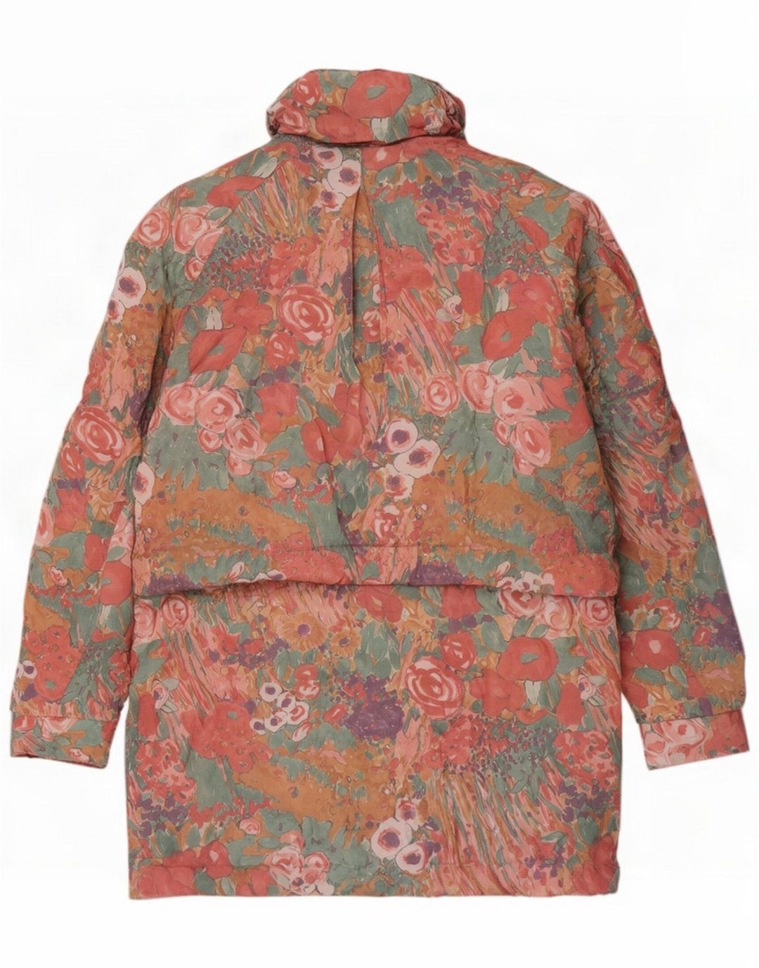 Casaco acolchoado feminino vintage UE 38 Floral rosa médio