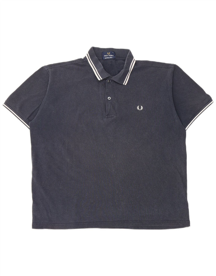 Camisa polo masculina Fred Perry grande algodão azul marinho