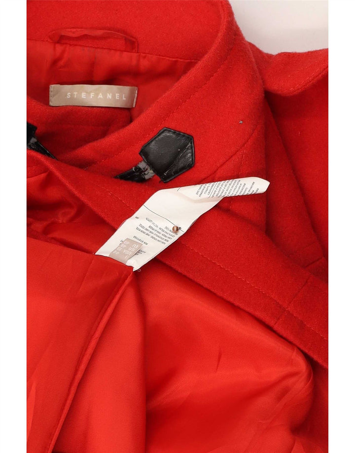 Jaqueta feminina com capuz Stefanel IT 48 XL lã virgem vermelha