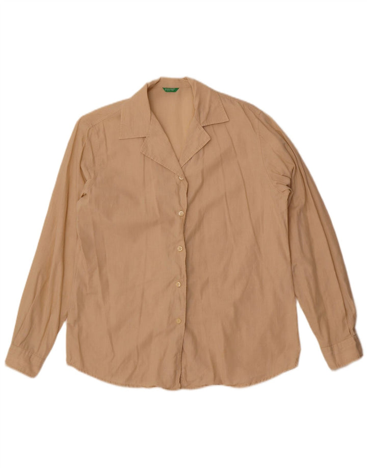 Camisa feminina Benetton UK 14 algodão bege médio