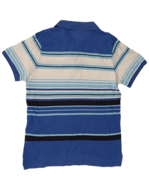 Camisa polo masculina Tommy Hilfiger Slim Fit XL algodão listrado azul
