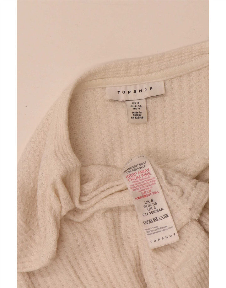 Topshop feminino crop top manga comprida Reino Unido 8 viscose branca pequena