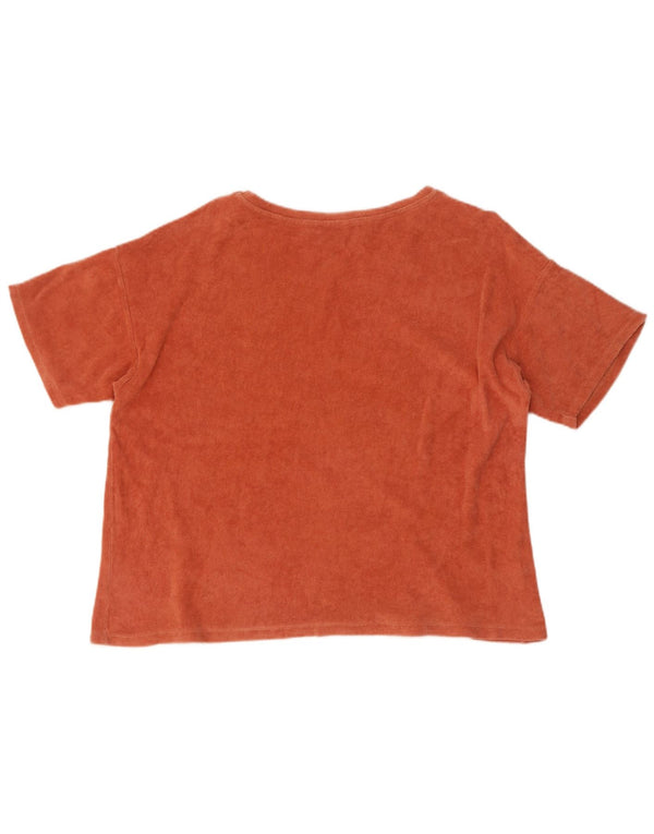 Camiseta feminina de veludo Zara UK 14 médio laranja