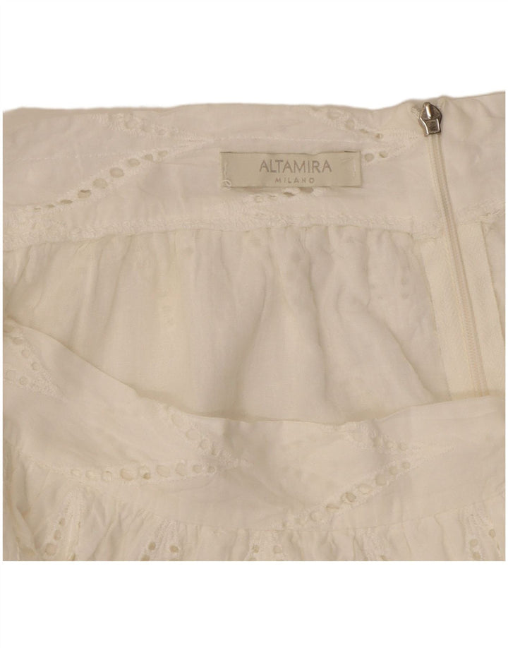 Saia feminina ALTAMIRA Milano A-Line W30 média branca geométrica