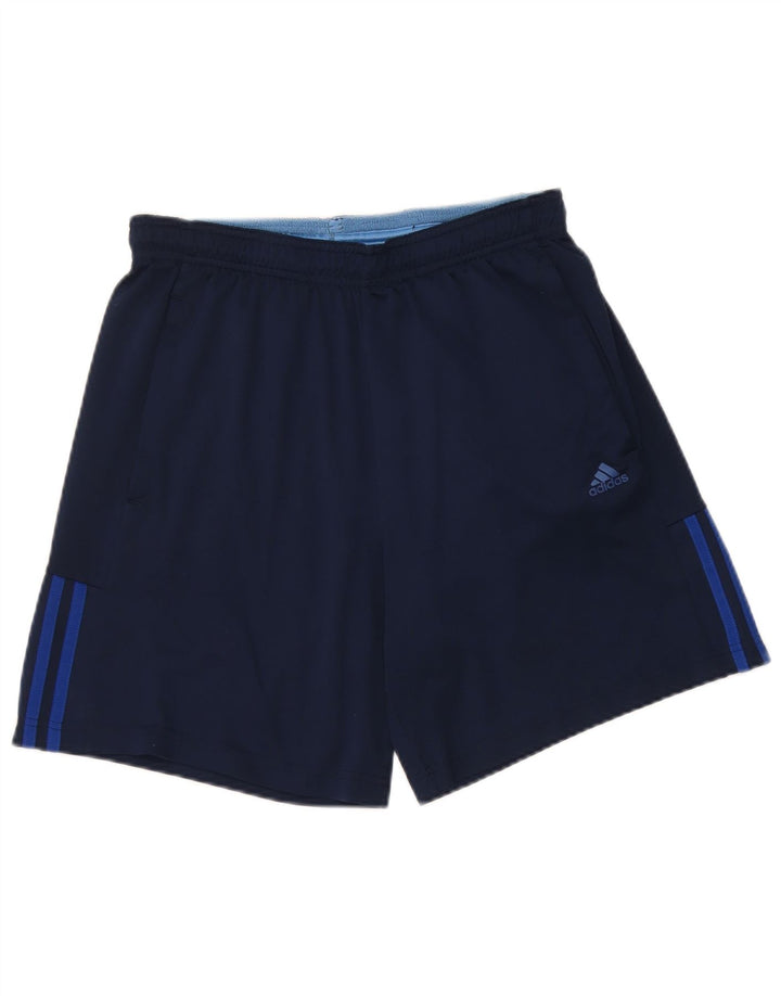 Shorts esportivos masculinos Adidas pequenos poliéster azul marinho