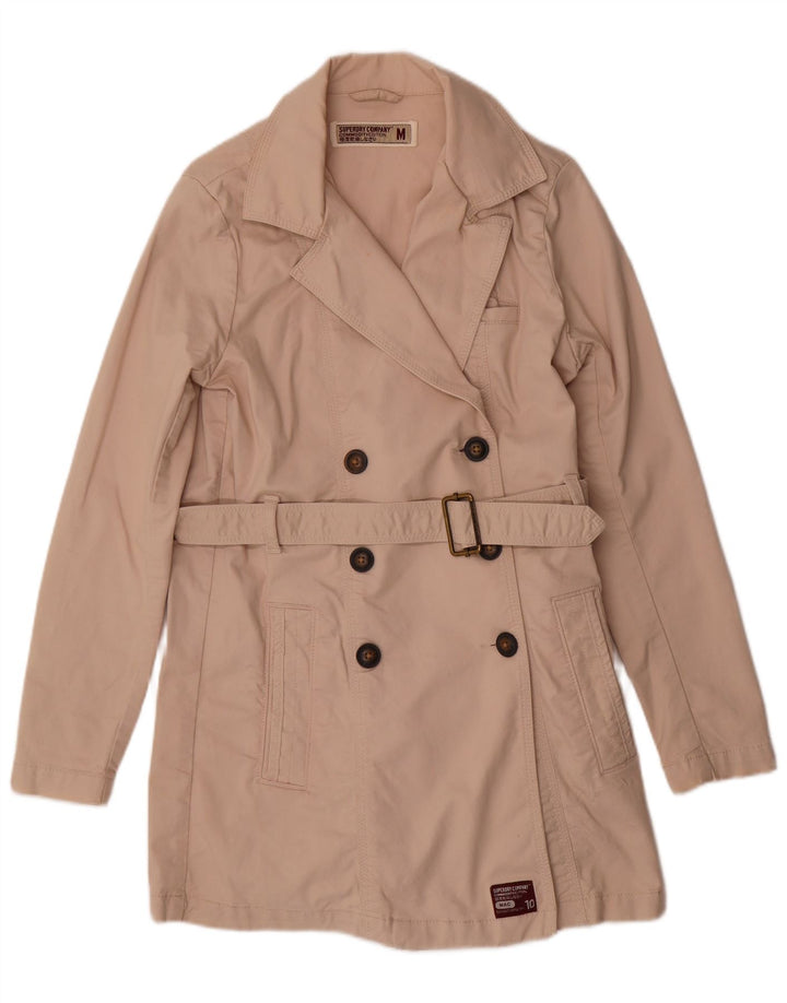 Trench Coat feminino Superdry UK 14 algodão bege médio