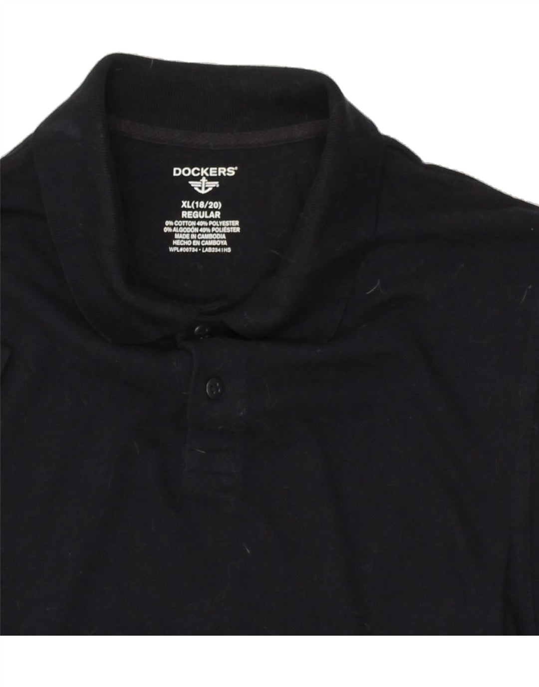 DOCKERS Boys Regular Polo Shirt 15-16 Years XL Navy Blue Cotton Vintage Dockers and Second-Hand Dockers from Messina Hembry 