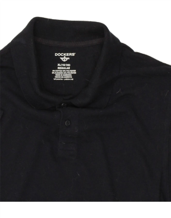 DOCKERS Boys Regular Polo Shirt 15-16 Years XL Navy Blue Cotton Vintage Dockers and Second-Hand Dockers from Messina Hembry 