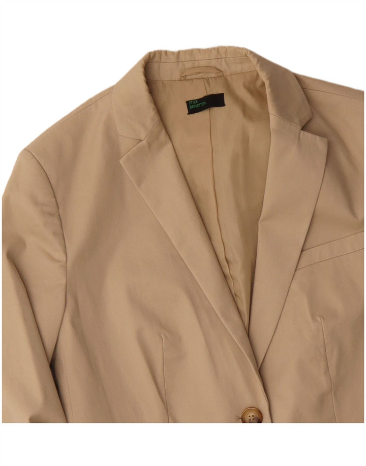 Jaqueta blazer feminina de 2 botões BENETTON IT 42 algodão bege médio