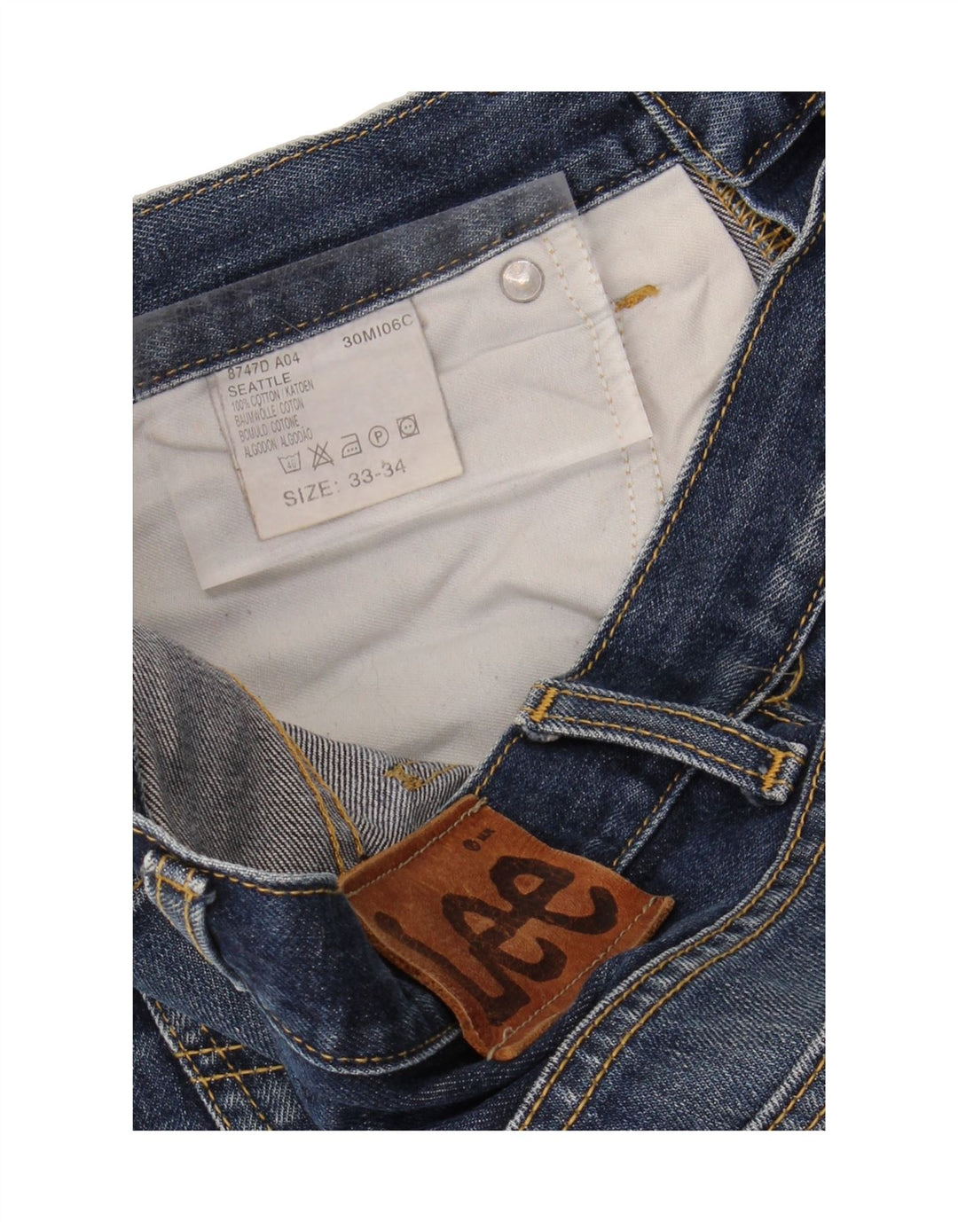 LEE Mens Seattle Straight Jeans W33 L31 Blue Cotton Vintage Lee and Second-Hand Lee from Messina Hembry 