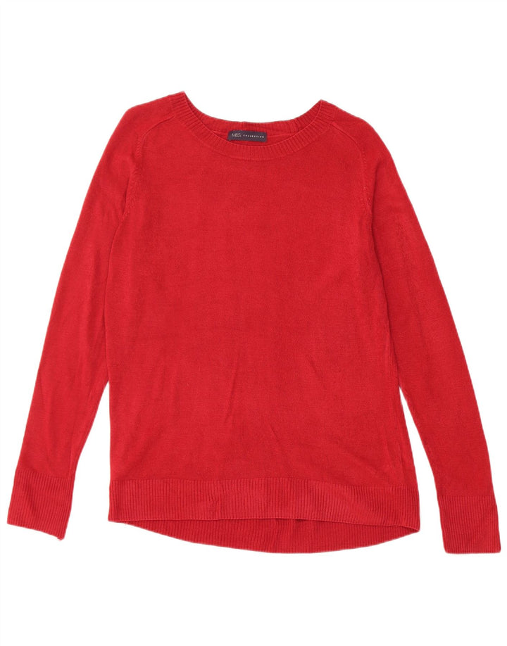 Suéter feminino Marks & Spencer com gola canoa Reino Unido 14 acrílico vermelho médio