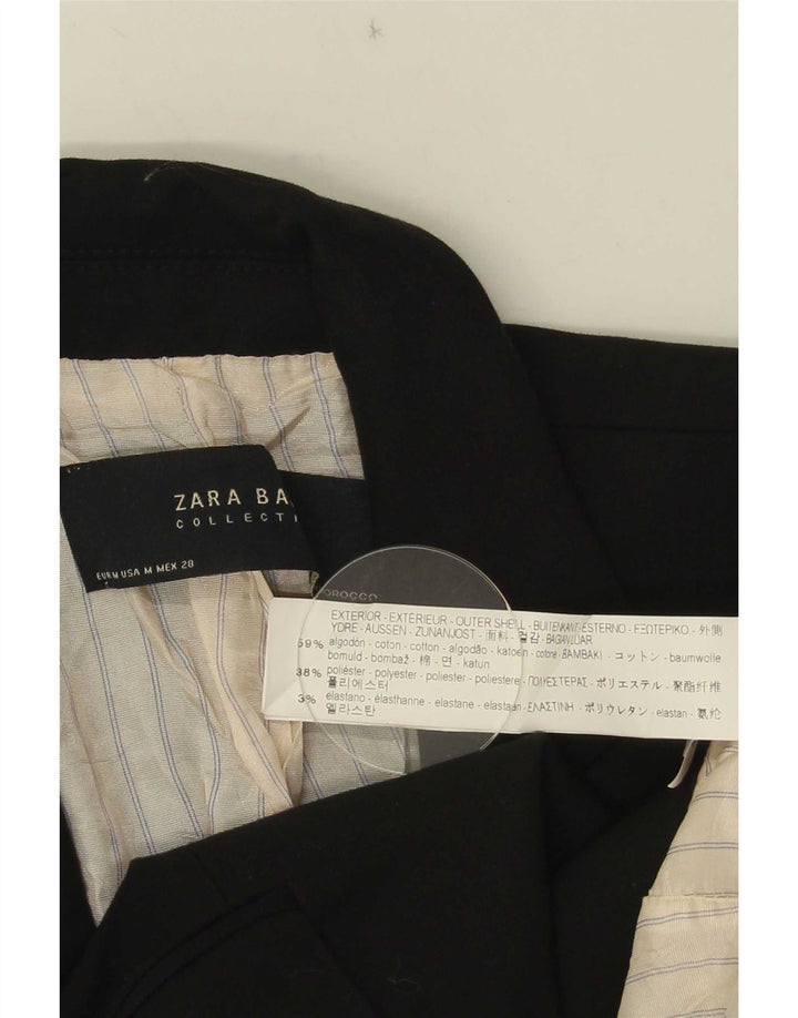 Jaqueta blazer feminina Zara com 1 botão Reino Unido 12 algodão preto médio